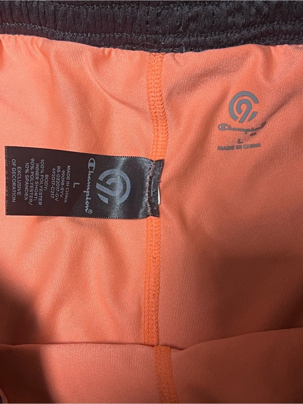 Champion Black Mesh Athletic Shorts with Coral Liner - Picture 2 of 3